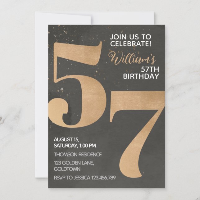 Invitación a los 57 años de Gold Black (Anverso)