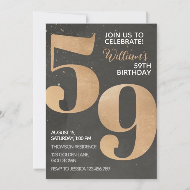 Invitación a los 59 años de Gold Black (Anverso)