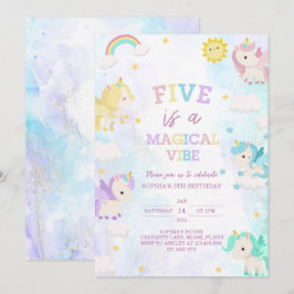 Invitación a los 5 cumpleaños de Cute Unicorn