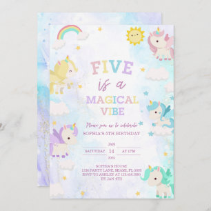 Invitación a los 5 cumpleaños de Cute Unicorn