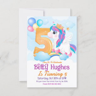 Invitación a los 5 cumpleaños de Unicornio