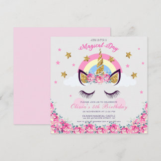 Invitación a los 5 cumpleaños de unicornio a la fl
