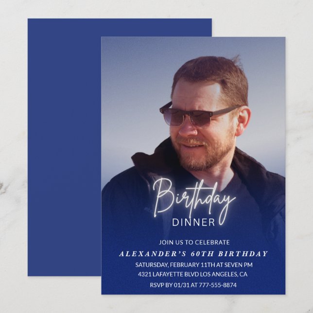 Invitación a los 60 años de cumpleaños Fotomanos d (Anverso / Reverso)