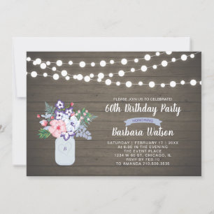 Invitación a los 60 años de Rustic Wood & Mason Ja