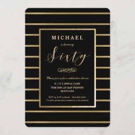 Invitación a los 60 Años - Oro, Masculina Elegante