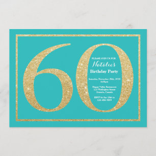 Invitación a los 60 años Purpurina Verde azulado y