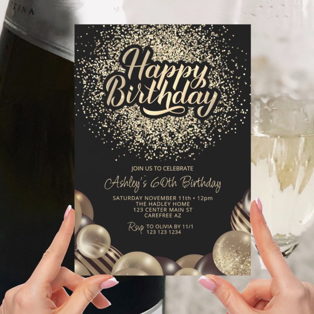 Invitación a los 60 cumpleaños de Black and Gold (Subido por el creador)