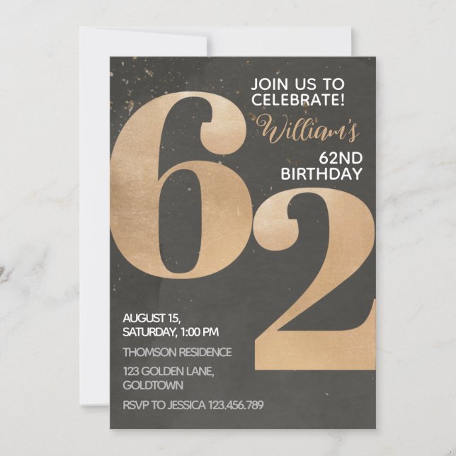 Invitación a los 62 años de Gold Black (Anverso)