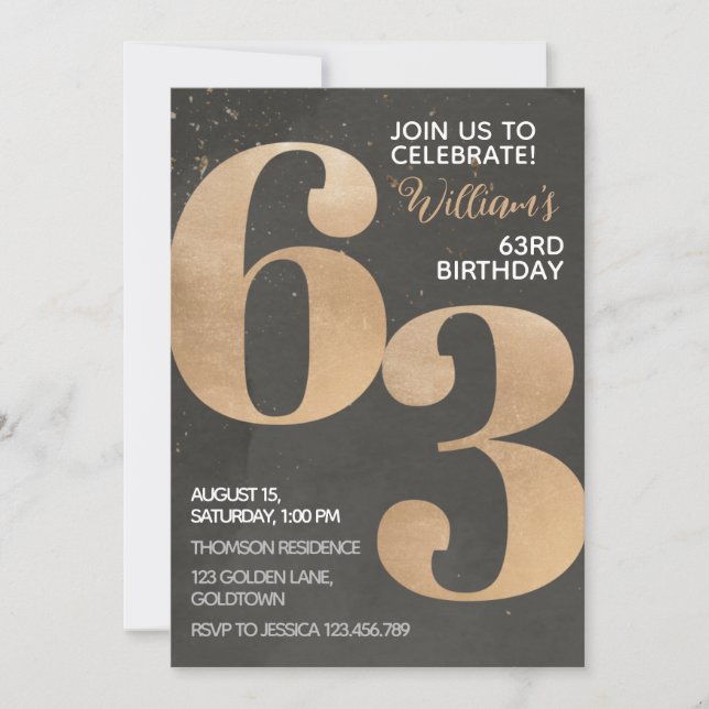 Invitación a los 63 años de Gold Black (Anverso)
