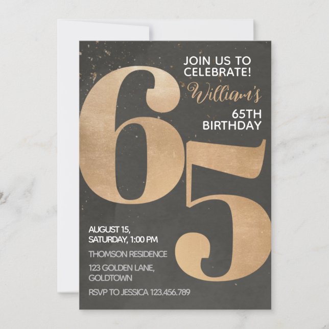 Invitación a los 65 años de Gold Black (Anverso)