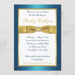 Invitación a los 65 años Verde azulados y Gold