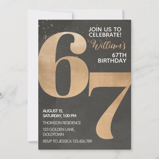 Invitación a los 67 años de Gold Black (Anverso)