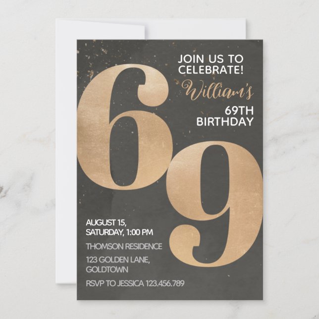 Invitación a los 69 años de Gold Black (Anverso)