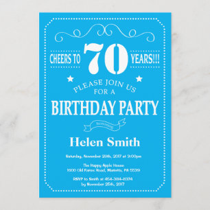 Invitación a los 70 años Azul y Blanco