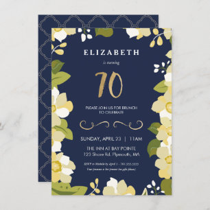 Invitación a los 70 años, Personalizado de Flores 