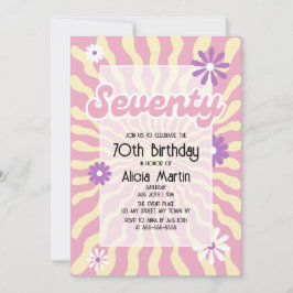 Invitación a los 70 cumpleaños de Retro Sun Wave D