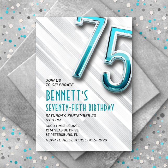 Invitación a los 75 años de edad Verde azulada par (Subido por el creador)