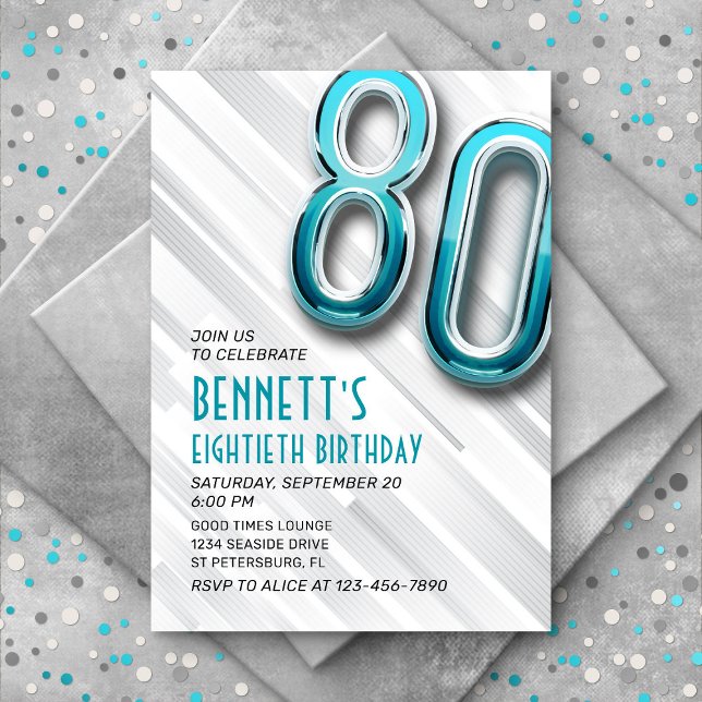 Invitación a los 80º cumpleaños de adultos Verde a (Subido por el creador)