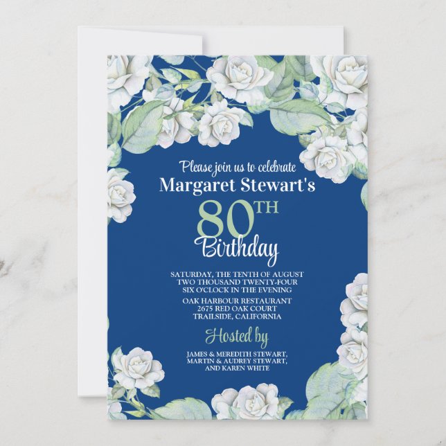 Invitación a los 80 años de la Marina Blanca Roses (Anverso)