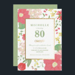 Invitación a los 80 años - Oro, elegante floral<br><div class="desc">La elegante y elegante invitación para celebrar los 80 años puede ser personalizada para su ocasión especial. Cuenta con un borde floral,  un marco dorado y acentos dorados. El color de fondo y el texto pueden cambiarse a su gusto. Una invitación perfecta para el cumpleaños de un adulto.</div>
