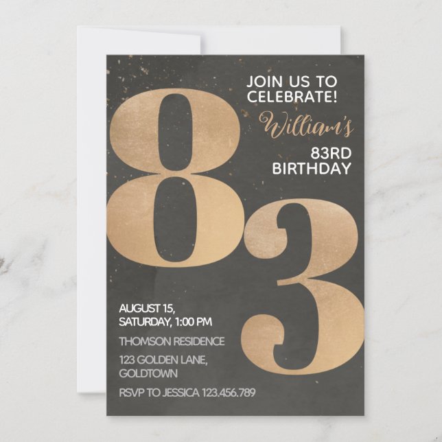 Invitación a los 83 años de Gold Black (Anverso)