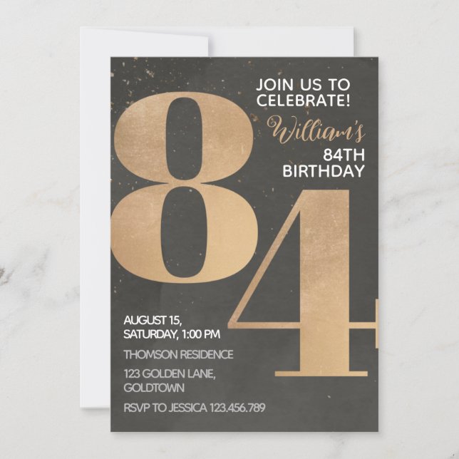 Invitación a los 84 años de Gold Black (Anverso)