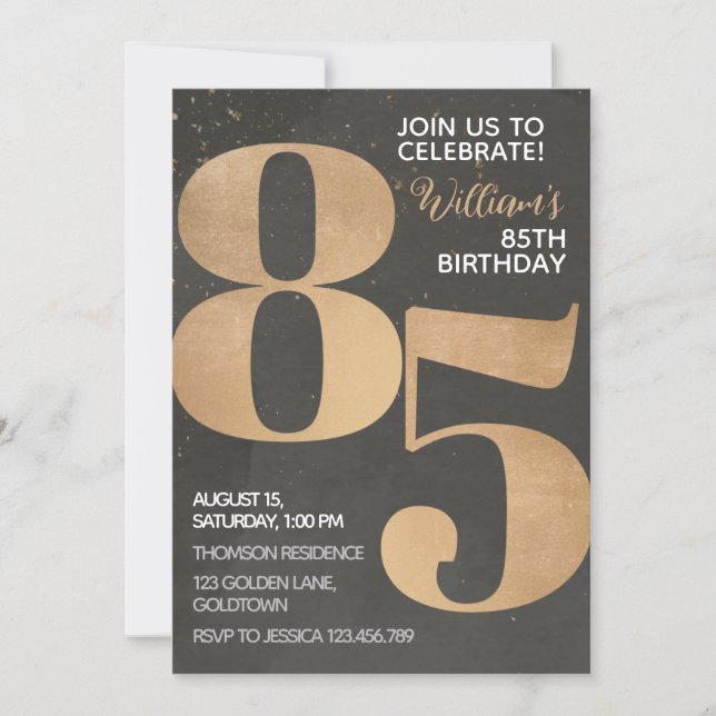 Invitación a los 85 años de Gold Black (Anverso)