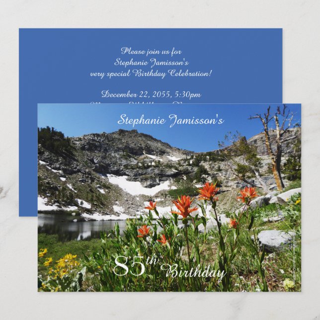 Invitación a los 85 años, montañas, flores silvest (Anverso / Reverso)