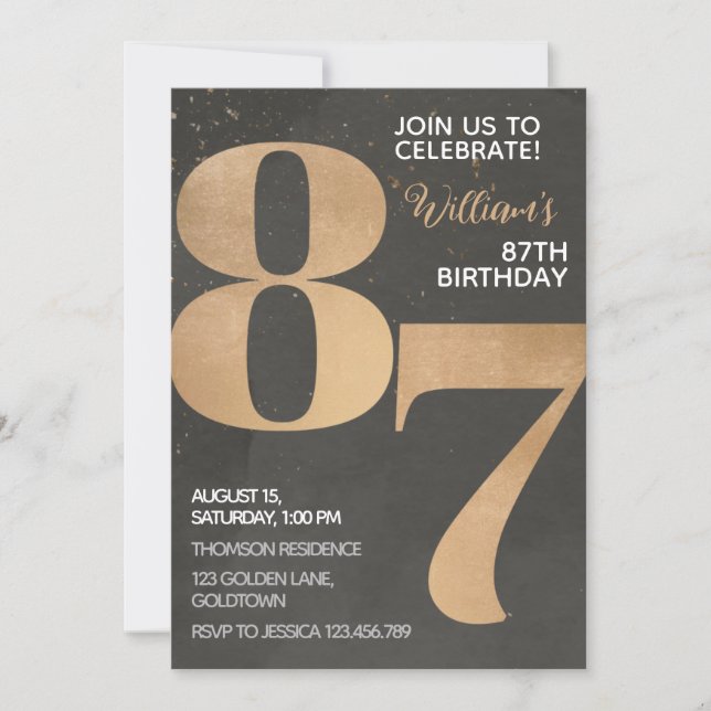 Invitación a los 87 años de Gold Black (Anverso)