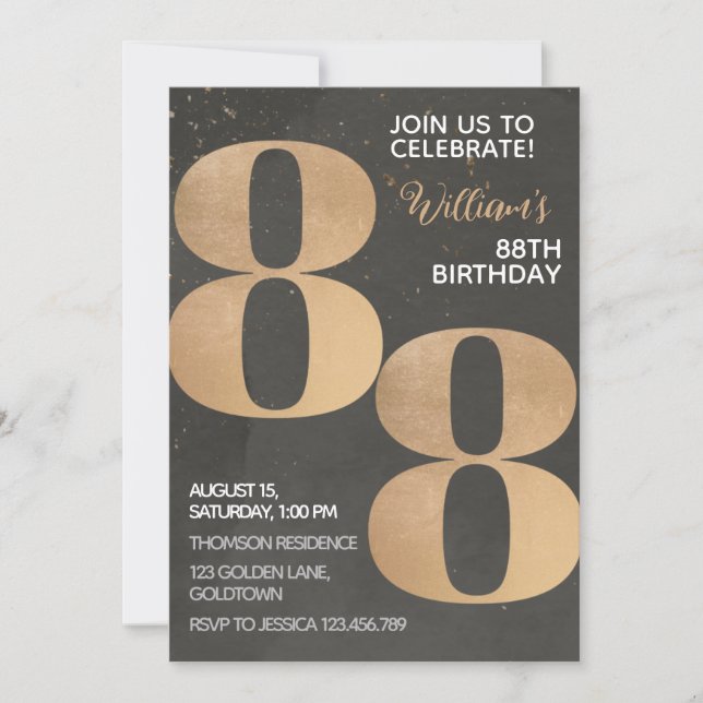 Invitación a los 88º cumpleaños de Gold Black (Anverso)