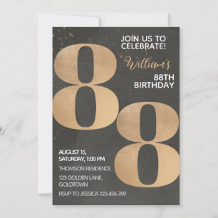 Invitación a los 88º cumpleaños de Gold Black