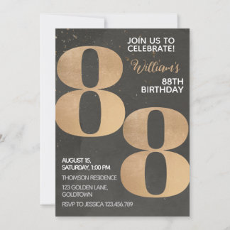 Invitación a los 88º cumpleaños de Gold Black
