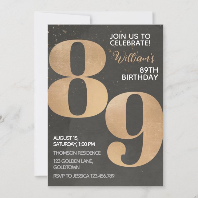 Invitación a los 89 años de Gold Black (Anverso)