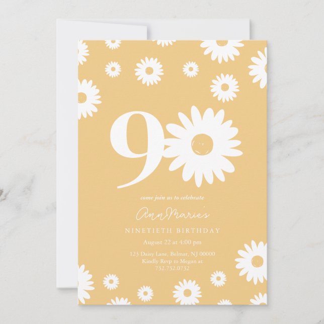 Invitación a los 90 Años de Daisy Gold (Anverso)