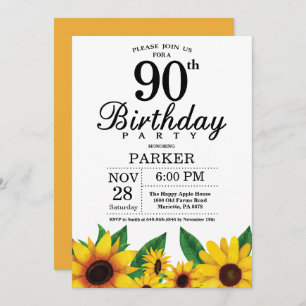 Invitación a los 90 cumpleaños del girasol
