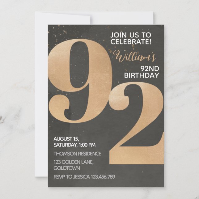 Invitación a los 92 Años de los Dorados Negros (Anverso)