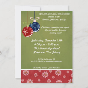 Invitación a los adornos colgantes rojos/azules 5x