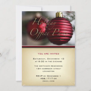 Invitación a los adornos rojos de Fiesta de la ofi