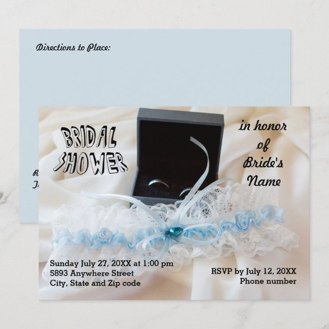 Invitación a los anillos bodas y a la ducha de nov (Anverso / Reverso)