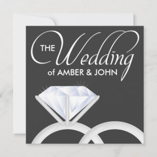Invitación a los anillos de Boda de diamantes (neg