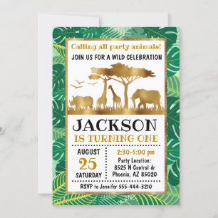 Invitación a los animales safari, cumpleaños de la