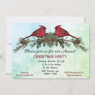 Invitación a los cardenales de color de agua Fiest