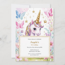 Invitación a los Chicas de cumpleaños de Unicornio