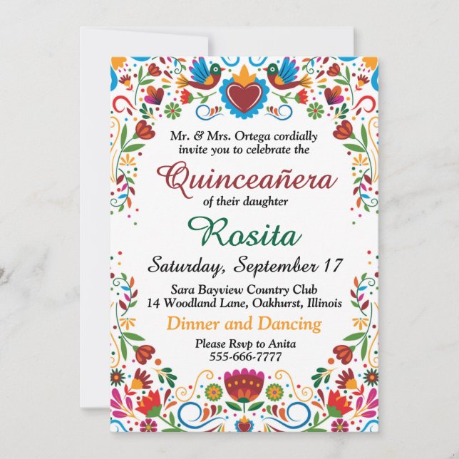 Invitación a los Chicas mexicanos a cumplir 15 año (Anverso)
