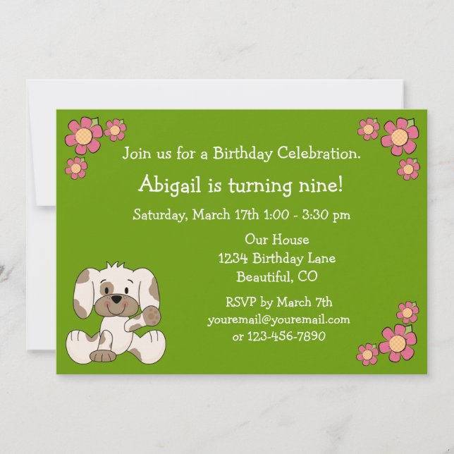 Invitación a los Chicas por cumpleaños de perro co (Anverso)