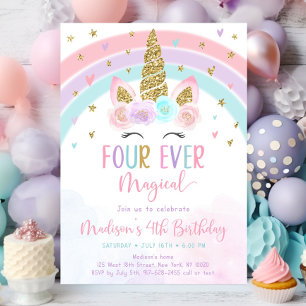 Invitación a los cinco cumpleaños de Unicornio, ci