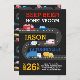 Invitación a los coches de ciudad, personalizable 