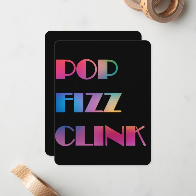 Invitación a los cócteles de Pop Fizz Clink (Anverso/Reverso In Situ)
