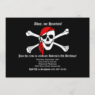 Invitación a los cráneos piratas y los huesos cruz