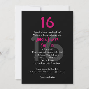 Invitación a los cumpleaños 16 de Funky Pink and B